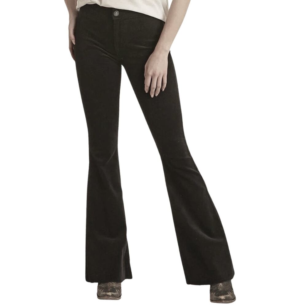 Venus Black Corduroy High Rise Flare Leg Pants Bell Bottoms Sz 10 Long Inseam